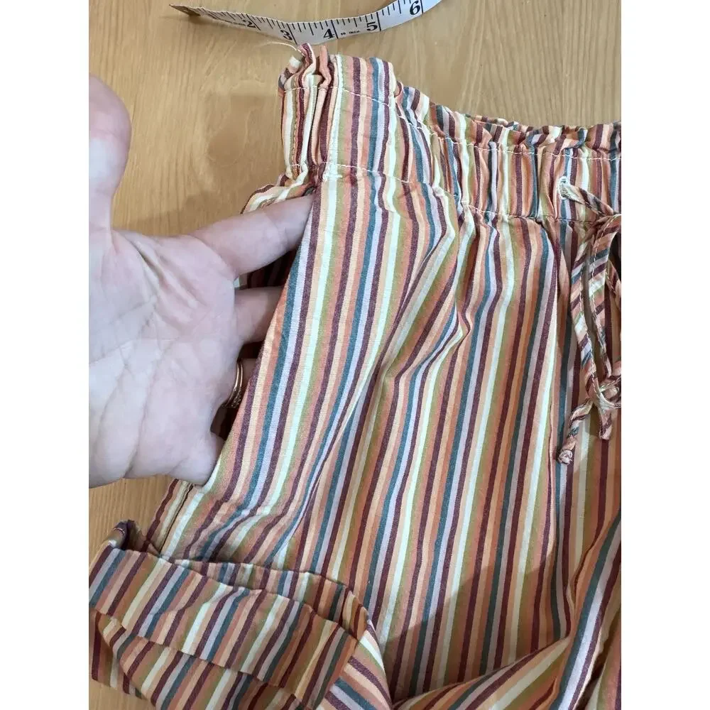 Madewell Womens Drawstring Shorts Pull On Mid Length High Rise Rainbow Stripe S - Picture 6 of 10